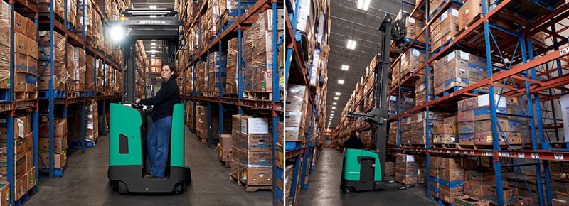 xe nâng điện đứng lái mitsubishi